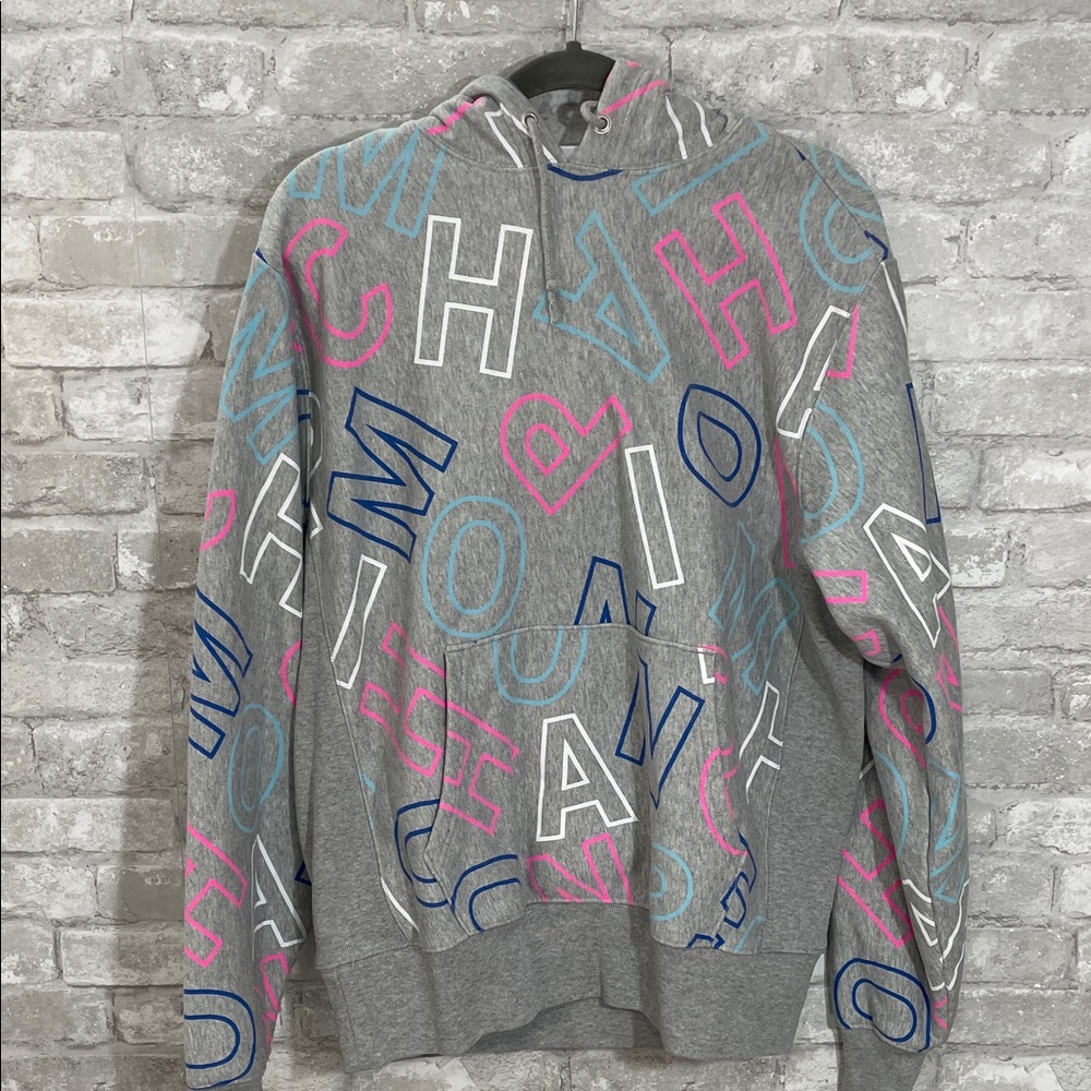 Champion Reverse Weave All Over Print Hoodie in gray - Picture 2 of 7